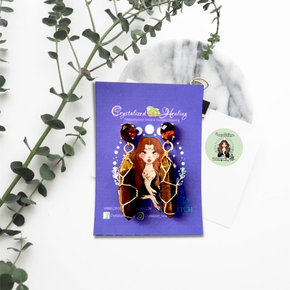 Wire-Wrapped Crystal Points Birthstone Earrings - Picture 1 of 7